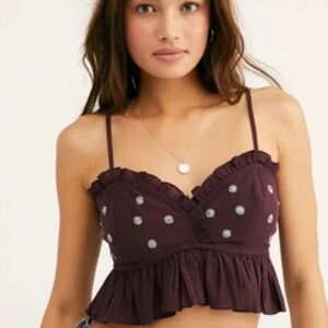 Intimately Free People Purple On A Star Ruffled Crop Top